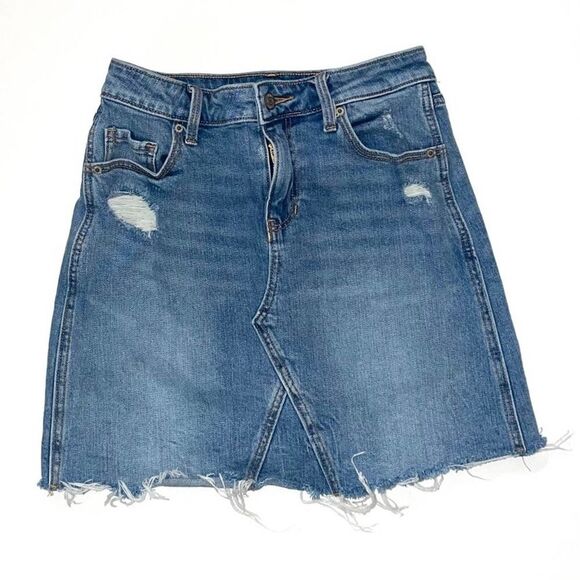 Old Navy Raw Hem Denim Skirt Size 0 - Picture 1 of 3